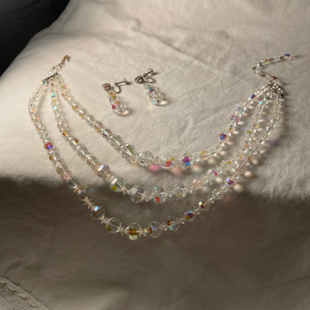 Vintage Laguna Glass Beaded Necklace/ Earrings